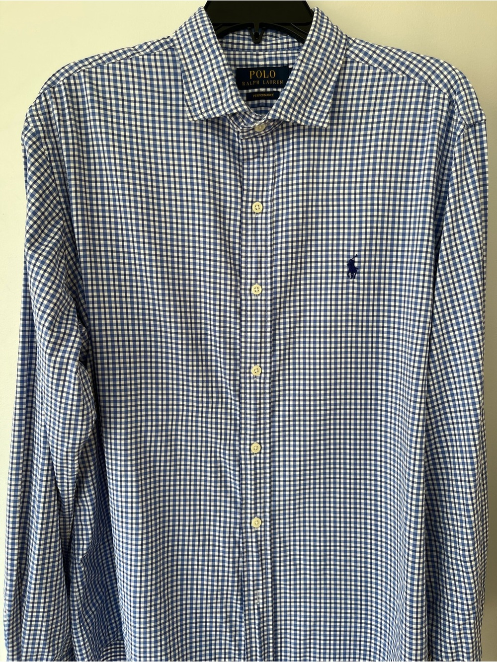 Polo by Ralph Lauren Performance Blue/white Gingham Button-Down Shirt- Size L